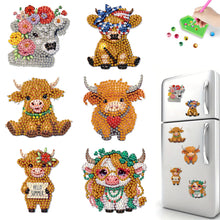 Load image into Gallery viewer, 6Pcs Acrylic Cupcake Animals Diamond Art Fridge Magnet for DIY Crafts Party Gift