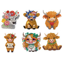 Load image into Gallery viewer, 6Pcs Acrylic Cupcake Animals Diamond Art Fridge Magnet for DIY Crafts Party Gift