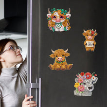 Load image into Gallery viewer, 6Pcs Acrylic Cupcake Animals Diamond Art Fridge Magnet for DIY Crafts Party Gift
