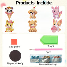 Load image into Gallery viewer, 6Pcs Acrylic Cupcake Animals Diamond Art Fridge Magnet for DIY Crafts Party Gift