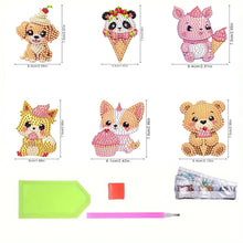Load image into Gallery viewer, 6Pcs Acrylic Cupcake Animals Diamond Art Fridge Magnet for DIY Crafts Party Gift