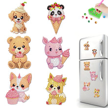Load image into Gallery viewer, 6Pcs Acrylic Cupcake Animals Diamond Art Fridge Magnet for DIY Crafts Party Gift
