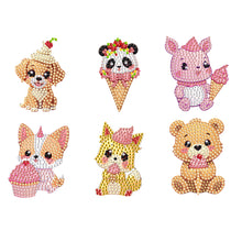 Load image into Gallery viewer, 6Pcs Acrylic Cupcake Animals Diamond Art Fridge Magnet for DIY Crafts Party Gift