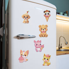Load image into Gallery viewer, 6Pcs Acrylic Cupcake Animals Diamond Art Fridge Magnet for DIY Crafts Party Gift