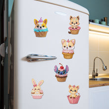 Load image into Gallery viewer, 6Pcs Acrylic Cupcake Animals Diamond Art Fridge Magnet for DIY Crafts Party Gift