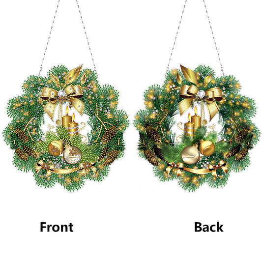 Acrylic Special Shape DIY Diamond Garland Pendant Kit Christmas Bow for Beginner