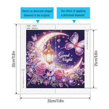 Load image into Gallery viewer, Diamond Painting - Partial Special Shaped - Goodnight crescent moon butterfly (30*30CM)