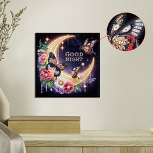 Load image into Gallery viewer, Diamond Painting - Partial Special Shaped - Goodnight crescent moon butterfly (30*30CM)