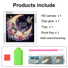 Load image into Gallery viewer, Diamond Painting - Partial Special Shaped - Goodnight crescent moon butterfly (30*30CM)