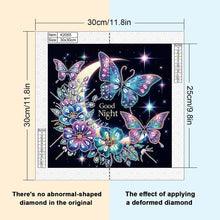 Load image into Gallery viewer, Diamond Painting - Partial Special Shaped - Goodnight crescent moon butterfly (30*30CM)