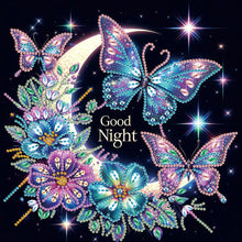 Load image into Gallery viewer, Diamond Painting - Partial Special Shaped - Goodnight crescent moon butterfly (30*30CM)