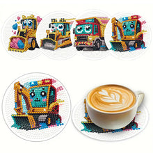Load image into Gallery viewer, 4Pcs Wooden Animals Shining Drink Coasters DIY Circular Coaster Diamond Dot Kits