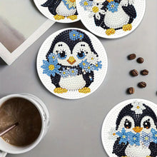 Load image into Gallery viewer, 4Pcs Wooden Animals Shining Drink Coasters DIY Circular Coaster Diamond Dot Kits