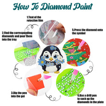 Load image into Gallery viewer, 4Pcs Wooden Animals Shining Drink Coasters DIY Circular Coaster Diamond Dot Kits