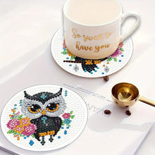 Load image into Gallery viewer, 4Pcs Wooden Animals Shining Drink Coasters DIY Circular Coaster Diamond Dot Kits