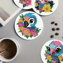 Load image into Gallery viewer, 4Pcs Wooden Animals Shining Drink Coasters DIY Circular Coaster Diamond Dot Kits