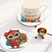 Load image into Gallery viewer, 4Pcs Wooden Animals Shining Drink Coasters DIY Circular Coaster Diamond Dot Kits