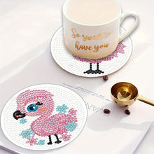 Load image into Gallery viewer, 4Pcs Wooden Animals Shining Drink Coasters DIY Circular Coaster Diamond Dot Kits