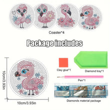 Load image into Gallery viewer, 4Pcs Wooden Animals Shining Drink Coasters DIY Circular Coaster Diamond Dot Kits