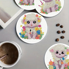 Load image into Gallery viewer, 4Pcs Wooden Animals Shining Drink Coasters DIY Circular Coaster Diamond Dot Kits