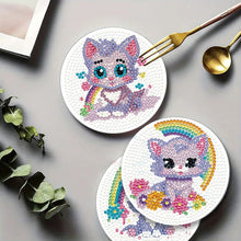 Load image into Gallery viewer, 4Pcs Wooden Animals Shining Drink Coasters DIY Circular Coaster Diamond Dot Kits