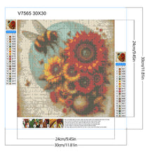 Load image into Gallery viewer, Diamond Painting - Full Round - Bee and sunflower (30*30CM)