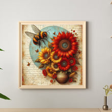Load image into Gallery viewer, Diamond Painting - Full Round - Bee and sunflower (30*30CM)