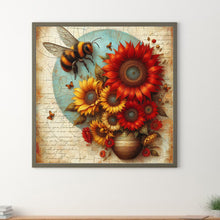 Load image into Gallery viewer, Diamond Painting - Full Round - Bee and sunflower (30*30CM)