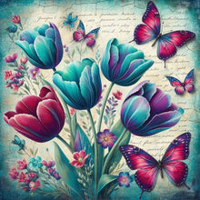 Load image into Gallery viewer, Diamond Painting - Full Round - Butterfly and tulip (30*30CM)