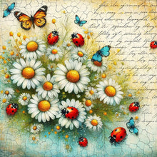 Load image into Gallery viewer, Diamond Painting - Full Round - Butterfly and daisy bush (30*30CM)