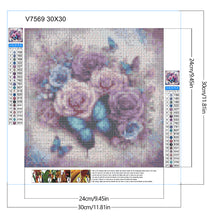 Load image into Gallery viewer, Diamond Painting - Full Round - Butterfly and purple rose (30*30CM)