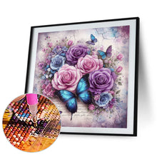 Load image into Gallery viewer, Diamond Painting - Full Round - Butterfly and purple rose (30*30CM)