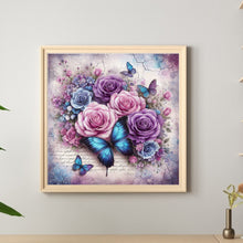 Load image into Gallery viewer, Diamond Painting - Full Round - Butterfly and purple rose (30*30CM)