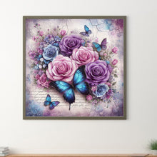 Load image into Gallery viewer, Diamond Painting - Full Round - Butterfly and purple rose (30*30CM)