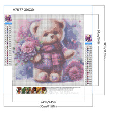 Load image into Gallery viewer, Diamond Painting - Full Round - Bear and purple flower (30*30CM)