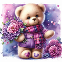 Load image into Gallery viewer, Diamond Painting - Full Round - Bear and purple flower (30*30CM)