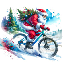 Load image into Gallery viewer, Diamond Painting - Full Round - Santa Claus riding a bike (30*30CM)