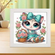 Load image into Gallery viewer, Diamond Painting - Partial Special Shaped - Flower cat (with framed) (2*19.2CM)