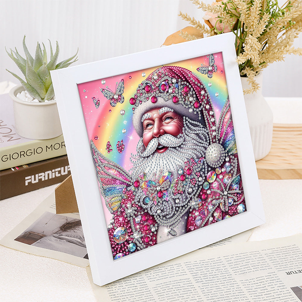 Diamond Painting - Partial Special Shaped - Pink Santa Claus (with framed) (2*19.2CM)