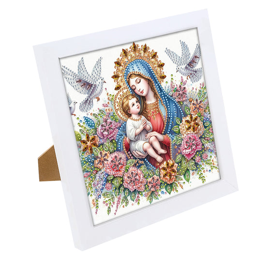 Diamond Painting - Partial Special Shaped - Madonna and child (with framed) (2*19.2CM)