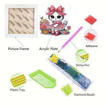 Load image into Gallery viewer, Diamond Painting - Partial Special Shaped - Flower kitten (with framed) (2*19.2CM)