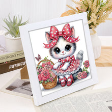 Load image into Gallery viewer, Diamond Painting - Partial Special Shaped - Flower kitten (with framed) (2*19.2CM)