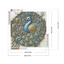 Load image into Gallery viewer, Diamond Painting - Full Round - Gorgeous round peacock (40*40CM)