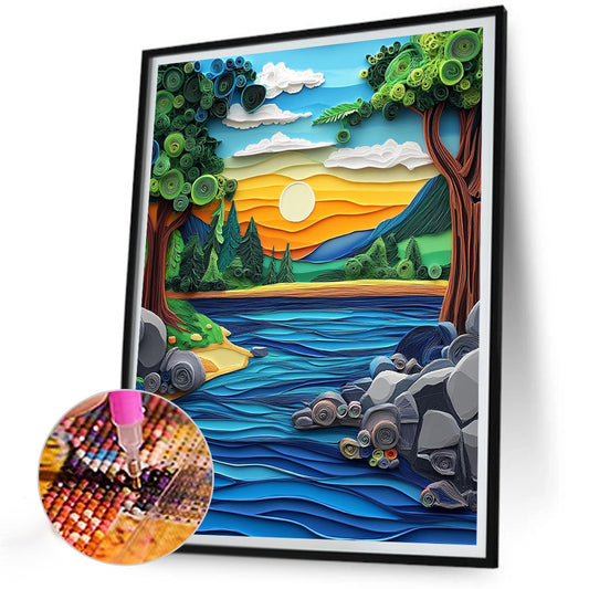 Diamond Painting - Full Round - Paper quilling landscape (30*40CM)