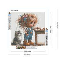 Load image into Gallery viewer, Diamond Painting - Full Round - Girl with biscuits and kitten (40*40CM)