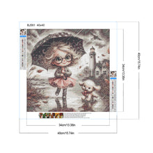 Load image into Gallery viewer, Diamond Painting - Full Round - Rainy day white dog girl character series (40*40CM)