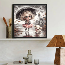 Load image into Gallery viewer, Diamond Painting - Full Round - Rainy day white dog girl character series (40*40CM)