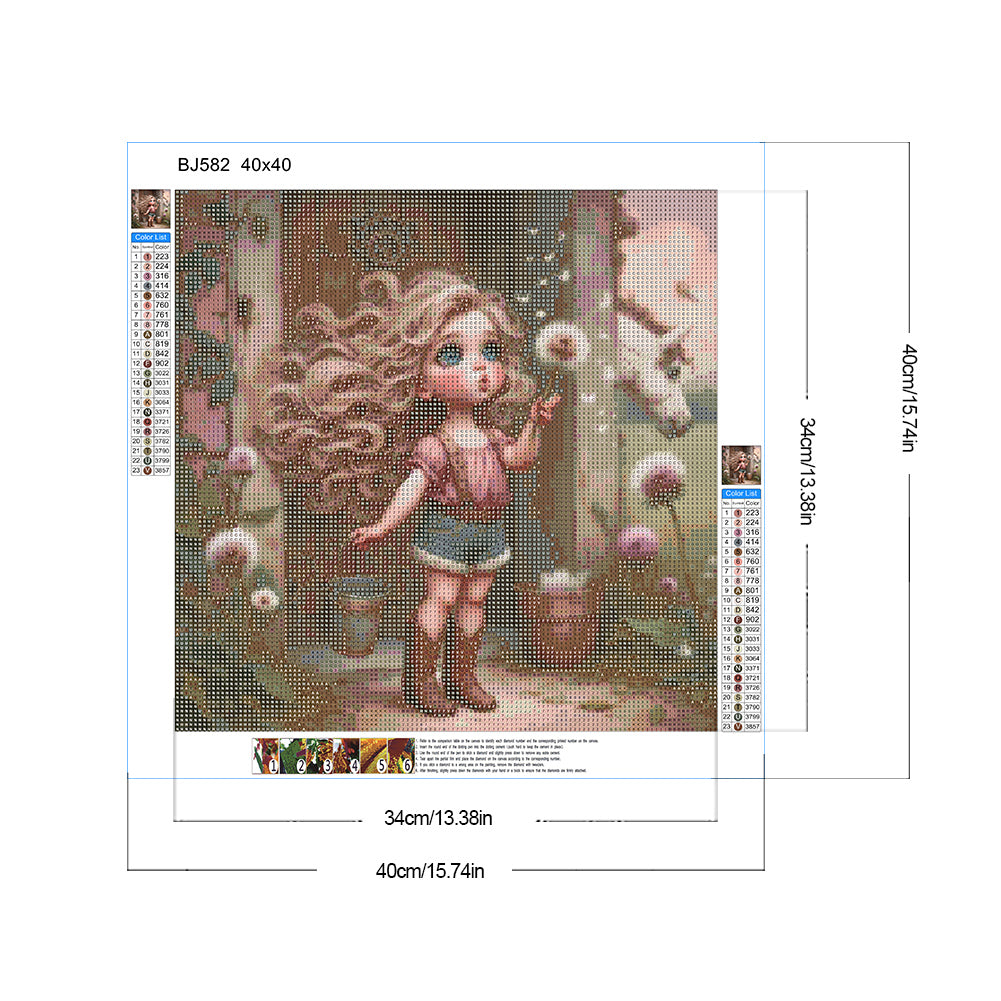 Diamond Painting - Full Round - Dandelion cowboy girl white horse (40*40CM)