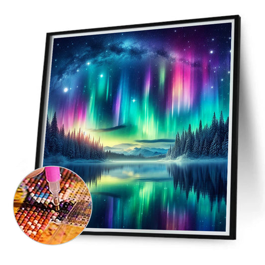 Diamond Painting - Full Round - Aurora landscape (40*40CM)