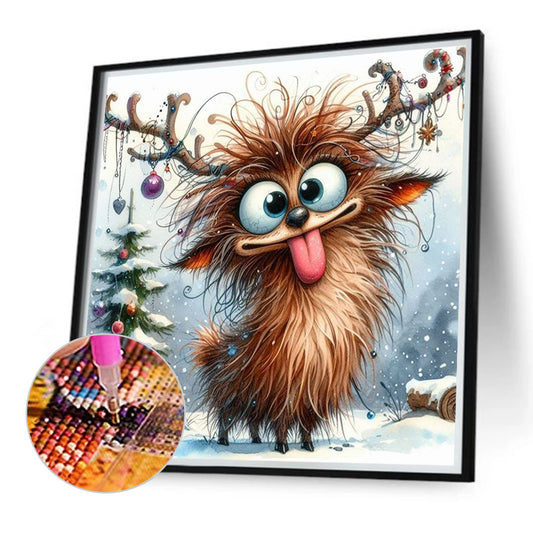 Diamond Painting - Full Round - Christmas funny deer (30*30CM)